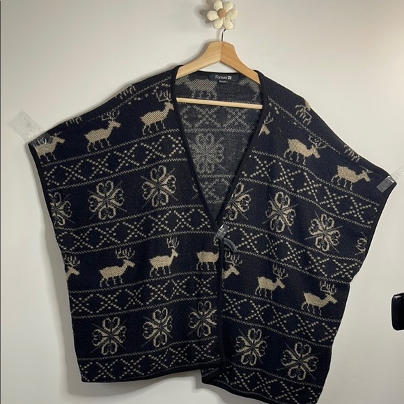 Forever 21 Black and Tan Poncho - Picture 1 of 6